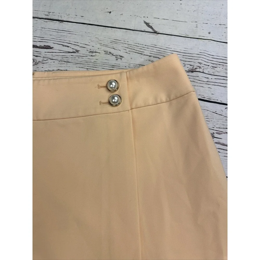 Calvin Klein Skirt 14 Peach Pearl Accent Buttons Knee Length Straight Pencil